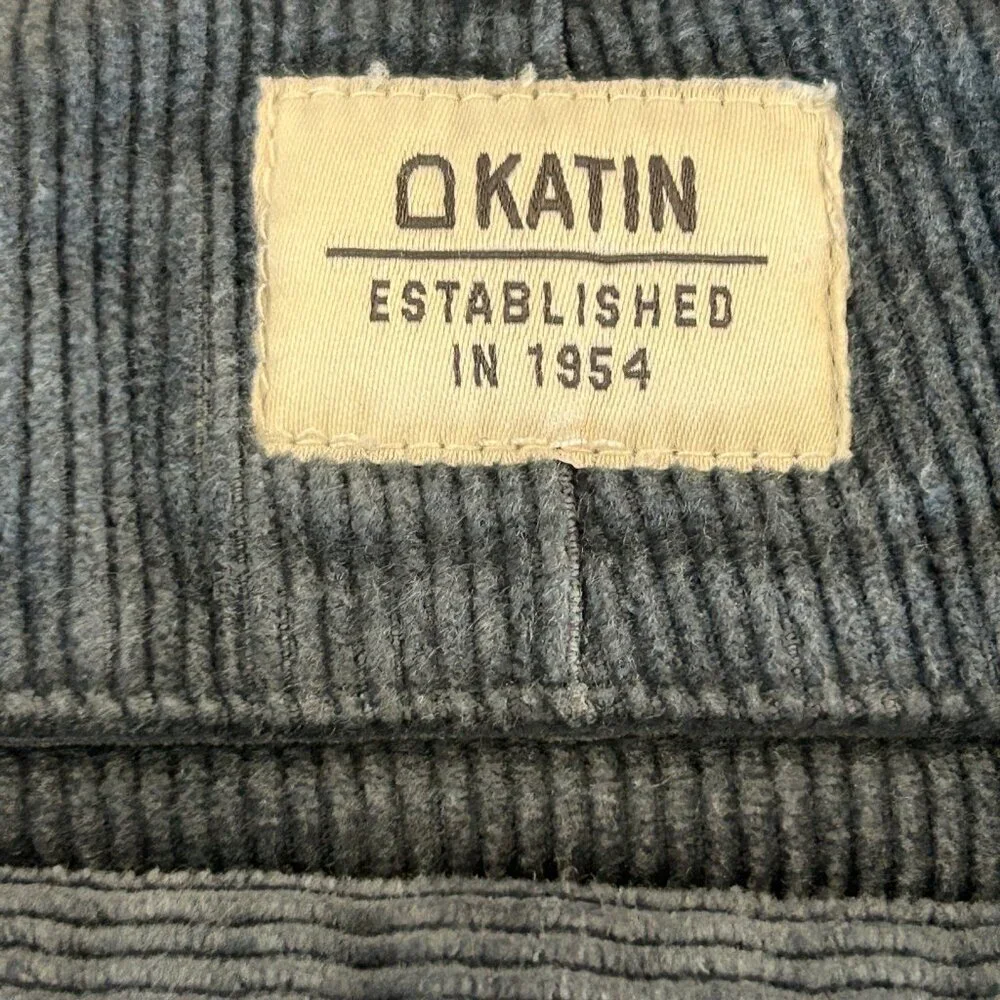 Katin Men’s Blue Corduroy Pants Wide Wale Button Fly Size 36 Waist Flat Front